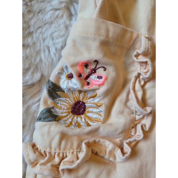 Embroidered Floral Yellow Girls Overall dress size 6 - Picture 2 of 6